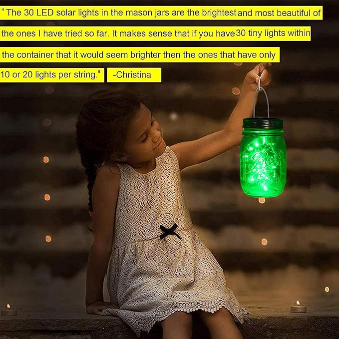 ZNYCYE Solar Mason Jar Lights, 12 Pack 30 LED Fairy Firefly Mason Jar Lids Outdoor Waterproof String Lights with Hangers(NO Jars) for Regular Mouth Jars Patio Garden Yard Wedding Decoration - Green