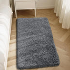 Fluffy Rug Shaggy Area Rug, Dark Grey 3x5 Area Rugs for Bedroom, Small Bedside Rug, Soft Fluffy Shaggy Entryway Throw Rugs for Living Room Bedroom Kids Room Home Decor