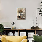 Floating Framed Farmhouse Vintage Canvas Wall Art, Country Floral Daisy Pictures Wall Decor, Wood Grain Art Paintings Poster for Living Room Bedroom Bathroom Rustic Decor 8x10 inch