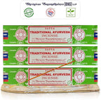 Satya Traditional Ayurveda Incense Sticks, Satya Bng (Bangalore) Insenses 15gmx3 Pack with Raajsee Incense Holder Bundle, Satya Nagchampa Natural Incense