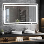 Led Mirror for Bathroom, 30x55 Bathroom Vanity Mirror for Wall with Light, IP54 Enhanced Anti-Fog, Dimmable 3 Colors, Memory Function, Backlit and Front Lit, Shatter-Proof Glass, Plug-in/Hardwired