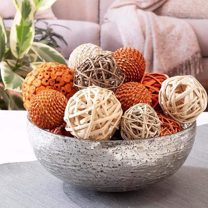 ANDALUCA Large Decorative Vase Filler Bag with Orbs, Balls (Burnt Orange)