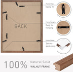 11x14 Picture Frame Set of 4 Natural Solid Walnut Photo Frames with 8x10 Removable Mat Wall Hanging Large Handcrafted Frame with HD Plexiglass Wall and Tabletop Display Large Poster Frame