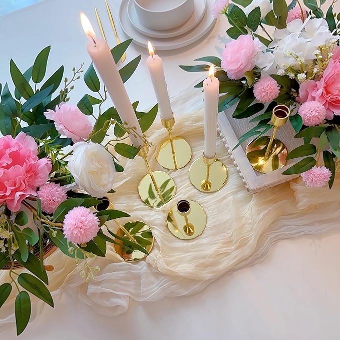 Gold Taper Candle Holders for Wedding Table Centerpiece,Tall Taper Candlestick Holders Bulk Set of 6,Metal Candle Stick Holder for Table or Mantel Centerpiece,Dinning,Festival,Party Home Decor