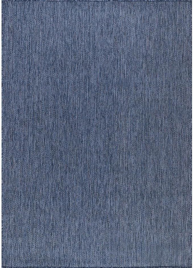 Washable Indoor Outdoor Rug 9x12 Weather Resistant Area Rugs Modern Solid for Porch Deck Balcony Backyard Patio Outside Carpet (9 X 12 Azure Blue)