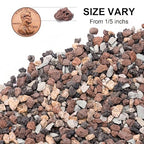 2.5lbs Small Rocks for Terrarium, Planters Drainage, 1/5 Inch Lava Rock for Bonsai Tree, Decorative Gravel for Succulents, Bamboo, Cactus, Mixed Color