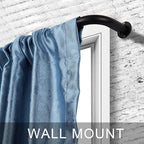 Room Darkening Curtain Rod, Wrap Around Design, Extra-Thick 1-Inch Diameter Single Drapery Rod, Extendable Metal Rod Set for the Blackout Curtains and Sheer (Matte Black, 48-84")