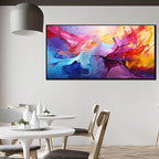 Abstract Wall Art for Living Room, Colorful Canvas Wall Decor for Bedroom, Framed Picture Print, Large Size 59x29 Inches