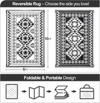 Waterproof Outdoor Rug 8x10ft, Reversible Plastic Straw Mat Rugs for Patio RV Deck Porch Backyard Balcony Camping Picnic Beach Indoor Outdoor Carpet, Black&White