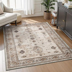 AMOAMI-Vintage Area Rug 4x6 Brown Rugs for Living Room-Soft Living Room Rug Non Slip Rugs for Bedroom Carpet Machine Washable Rug for Dining Room Bedside Office Room Decor