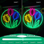 Tulip Neon Sign Flower Neon Lights for Wall Decor Vibrant Flower Shaped Light-up Sign for Girls Bedroom Teen Room living Room Dormitory shop Perfect Valentines Mothers Day Birthday Gift