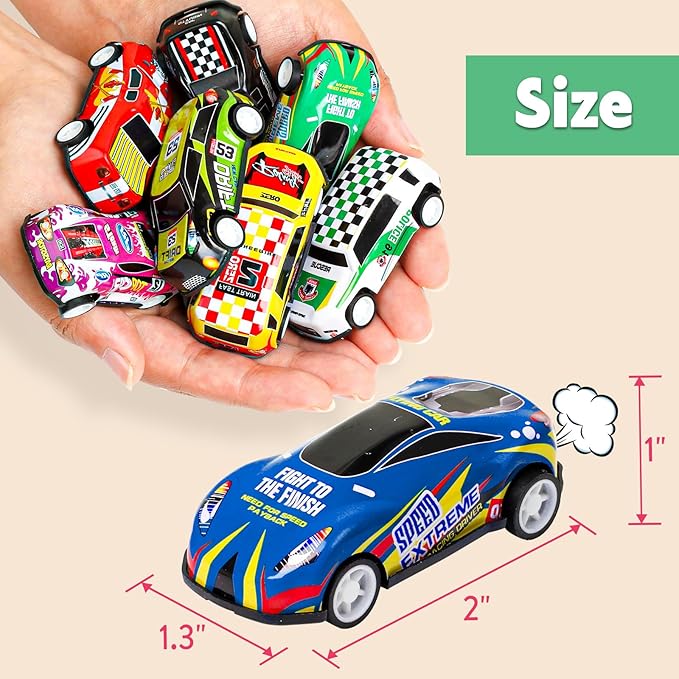 AZEN 120 Pcs Pull Back Cars Party Favors for Kids 4-8 8-12, Mini Vehicles Toy Bulk, Party Favor Race Cars Toys, Goodie Bag Stuffers for Birthday Party