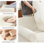 35.82” Accent Chair with Ottoman Upholstered Living Room Chairs for Reading Chair with Chaise Lounge Chairs Indoor, Comfortable Armchair for Bedroom (Beige, 35.82")