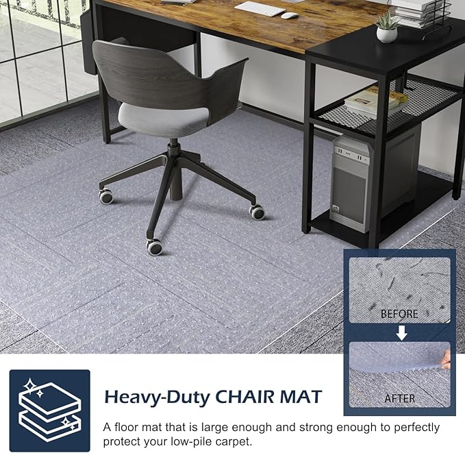 SALLOUS Chair Mat for Carpet, 36" x 48" Office Chair Mat for Carpeted Floors, Heavy Duty Vinyl Floor Mat with Grips, Floor Protector Computer Desk Mat for Home Office (Clear)