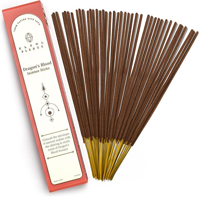 Dragons Blood Incense Sticks, Organic Hand Dipped Incense, Natural Herbs & Aromatic Ingredients, Contain 40 Sticks Inside, Burn Time 45-60 Min, Spiritual Gifts, Incense by Karma Pledge