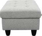 Ottoman Rectangular Storage Ottoman Bench, Flannel Footrest Stool Footstool with Lid for Living Room, Bedroom, Entryway, Gray, 35"x23.5"x17.5"
