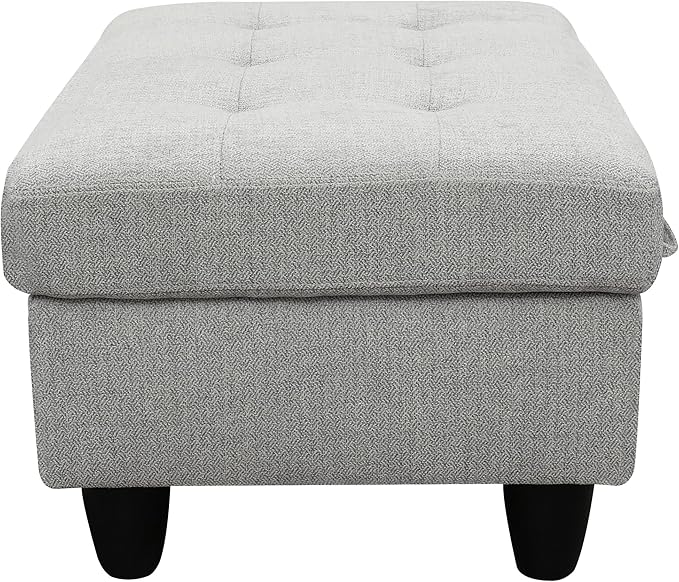 Ottoman Rectangular Storage Ottoman Bench, Flannel Footrest Stool Footstool with Lid for Living Room, Bedroom, Entryway, Gray, 35"x23.5"x17.5"