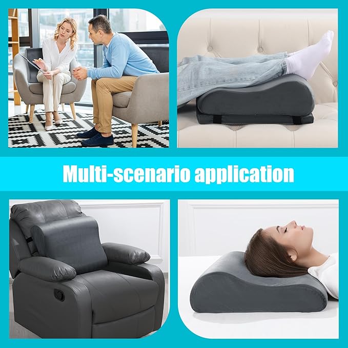 ROYALAY Adjustable Recliner Leg Rest Cushion, Widen and Thicken Recliner Footrest Extender, Wave Shape Lumbar Support Pillow with Adjustable Elastic Straps, Suitable for Bed Chair Sofa Back Support