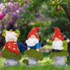 Hodao 3 PCS Spring Yoga Mushroom Gnomes Decoration Summer Elf Figurines Gifts for Home Spring Lively Garden Statues Decor for Outdoor, Mom, Mother (Green)