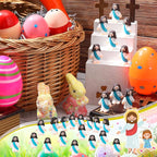 Bememo 100 Pcs Jesus Toys Original Design Mini Rubber Little Jesus Figurine to Hide and Seek Religious Party Favors Sunday School Craft Baptism Gifts for Easter Egg Stuffers(Cyan)