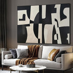 SIGNWIN 46"x60" Extra Large Framed Wall Art Black and White Abstract Geometric Design, Minimalist Modern Print for Home Living Room Bedroom Decor (Frame Assembly Required)