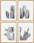 SIGNWIN Framed Black & White Saguaro Southwest Desert Tropical Cactus Wall Art, Set of 4 Floral Botanical Wall Decor Prints, Nature Wilderness Wall Décor for Living Room, Bedroom - 12"x16" Natural