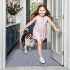 LUMI Ultra Thin Door Mat for Entryway,18"x59" Low Profile Non Slip Rubber Backing Indoor Doormat, Easy Clean Welcome Entrance Mat for Inside House, Patio,Light Grey