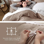 Bedsure Khaki California King Duvet Cover - Prewashed Cotton-Like Extra Soft Bedding Set, Includes 1 Cal King Duvet Cover 104x98 Inches with Zipper Closure & 2 Pillow Shams, Comforter Not Included