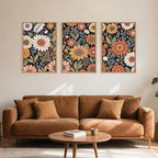 LHIUEM Large Abstract Boho Flower Framed Canvas Wall Art Set,Vintage Colorful Floral Wall Decor,Retro Wildfower Plant Painting,Botanical Artwork for Living Room,Bedroom,Dining Room,Office -16"x24"x3