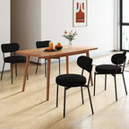 Dining Chairs Set of 4 pcs, Boucle Upholstered Comfortable Seat with Curved Backrest, Mid-Century Modern & Scandinavian Designer Style, Ideal for Dining Room & Kitchen, Black
