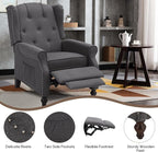 Wingback Recliner Chair with Massage and Heat, Wingback Recliner Tufted Fabric Push Back Recliner Chair for Living Room, Vintage Wingback Chair with Remote Control, Padded Cushion, Wooden Legs