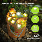 Garden Solar Figurine Light - Flowerpot Succulent Solar Light Outdoor, Solar Powered Lighting Outside Decorations Yard Art Lawn Ornaments for Porch Patio Balcony - Succulent Gifts for Women Mom