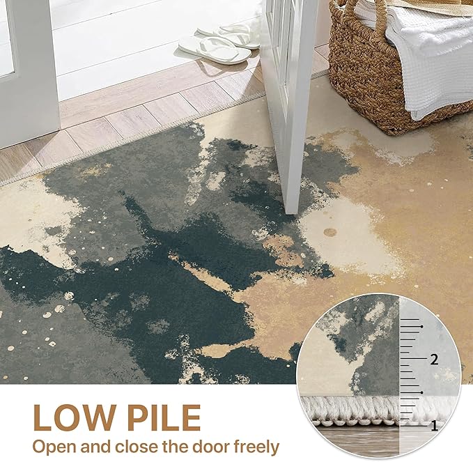 Area Rugs 8x10 for Living Room Bedroom, Modern Splash Abstract Machine Washable Rug, Large Soft Low Pile Floor Cover with Non Slip Backing for Dining Room, Cream/Gray/Brown