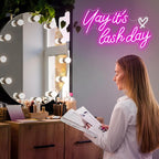 Kavaas Yay It's Lash Day Neon Sign - Lash Neon Sign for Lash Room Decor | Lash LED Light Sign for Lash Salon, Beauty Room, Nails Hair Bar - Great Gifts for Lash Techs Girls, Christmas, Birthday