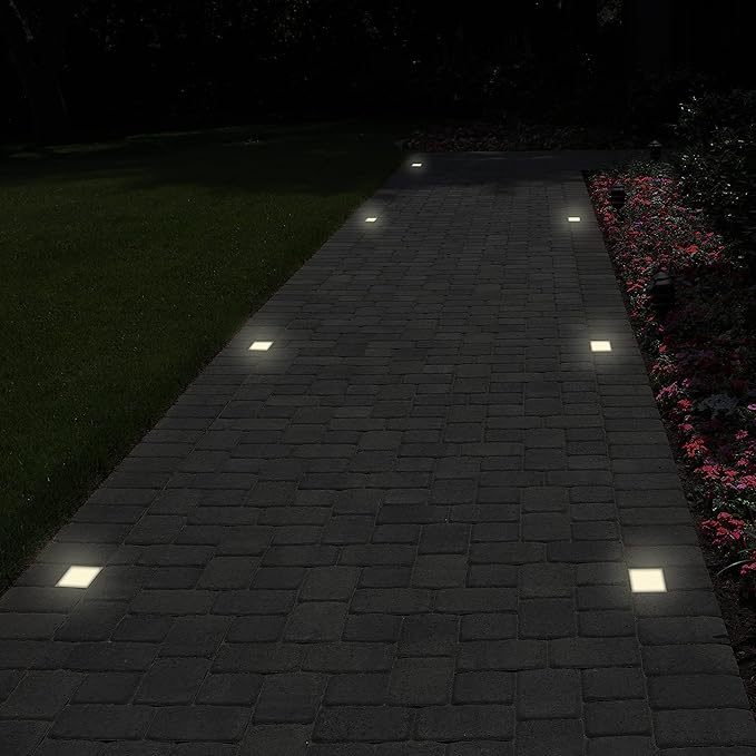 LUMENGY Paver Light 4×4 Inch (3.93 inch X 3.93 inch), Glare-Free 5000K Brick Lighting for Paver Driveways, Pathways, Patios & Garden, 12V Waterproof & Drive-Over Rated