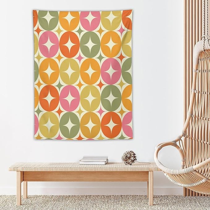 ICMOLYYENLO Abstract Cat Tapestry, Medieval Abstract Atomic Star Cat Vintage Home Wall Hanging Art Tapestry for Bedroom Living Room Dormitory 30x40 Inch