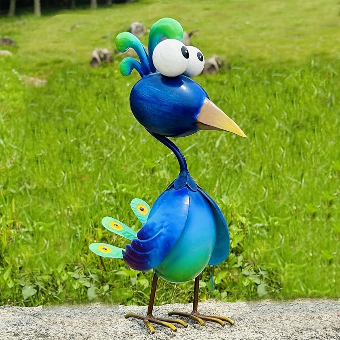 Kircust Peacock Decor Metal Yard Art Outdoor Statues Lawn Decorations Outside Garden Peacocks Decoration for Home