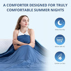 EGOHOME Cooling Comforter Queen Size,Double-Sided Cooling Blanket fo Hot Sleepers,Blue Summer Comforter for Queen Size Bed,Breathable & Soft & Silk Smooth Bedding Comforter - 90" x 90"