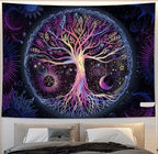 FORATER Tree of Life Tapestry Wall Hanging Colorful Life Tree Tapestries Aesthetic Sun and Moon Galaxy Wall Tapestry for Bedroom Living Room Dorm (61 x 82 Inch, Multicolor)