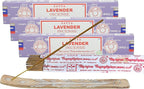 Satya Lavender Incense Sticks, Satya Bng (Bangalore) Insenses 15gmx3 Pack (45 GMS) with Raajsee Incense Holder Bundle, Satya Nagchampa Natural Incense