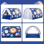 Bed Tent for Kids with LED Strip Lights Toddler Bed Tent Foldable Game House for Children Play Tents for Girls Boys Sleeping Canopy Playhouse (Dark Blue - Space)