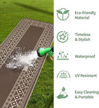 GENIMO Outdoor Rug Waterproof for Patio Decor, 2.5'x8' Foldable Reversible Plastic Straw Runner Rugs Carpet for Porch, Outside Area Mat for Rv, Deck, Picnic, Camper, Balcony, Coffee & Beige