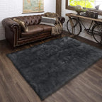 Latepis 5x8 Dark Grey Area Rug for Sofa Floor Bedroom Rugs Living Room Rugs Fluffy Fuzzy Rug for Entertainment Room Luxury Home Decor