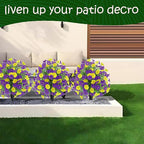 22.8" Set of 2 Fall artificial Boxwood topiary Ball tree for outdoors with Spike,UV Resistant Faux Shrubs Outdoor with morning glory flowers,Faux Plants Bushes for Garden Porch Yard Patio Decor YP