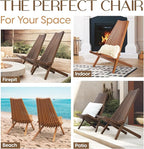 IDZO Elina FSC Eucalyptus Tamarack Chair, 300Lbs Capacity Modern Adirondack Style, Wooden Folding Seat, for Fire Pit Outdoor & Indoor - Cinnamon, Single