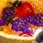 Handmade Glass Purple Grape Figurine Collectibles Crystal Fruit Ornament Decoration Art Glass Grape Miniature for Home Office Birthday for Mum