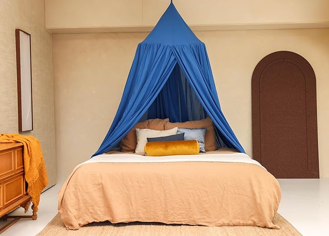 Blue Bed Canopy for Queen and King-Sized Beds | Bedroom Decoration for Teens or Adults | Conical Shape Insect Netting | Mosquito Net in Multiple Colors and Sizes