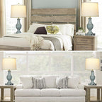 Farmhouse Table Lamps, Rustic 26" Touch Control Bedside Lamps with USB A+C Charging Ports & AC Outlet, Vintage 3-Way Dimmable Traditional Classic Nightstand Lamp for Living Room Bedroom Office Decor