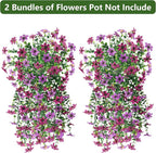 Artificial Faux Hanging Flowers Plants for Outdoor Summer Decoration, 2 PCS Fake Silk Flowers for Outside Daisy Planter UV Resistant Look Real for Patio Porch Home Decor(Mix Purple)