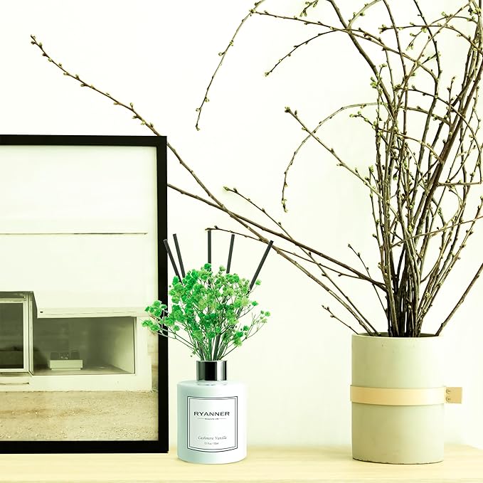 Reed Diffuser Set,5.1oz Cashmere Vanilla Scent Diffuser with Sticks Home Fragrance Reed Diffuser with Essential Oil for Bathroom Shelf Decor&Air Freshener,Home Bathroom Office Decor & Gifts